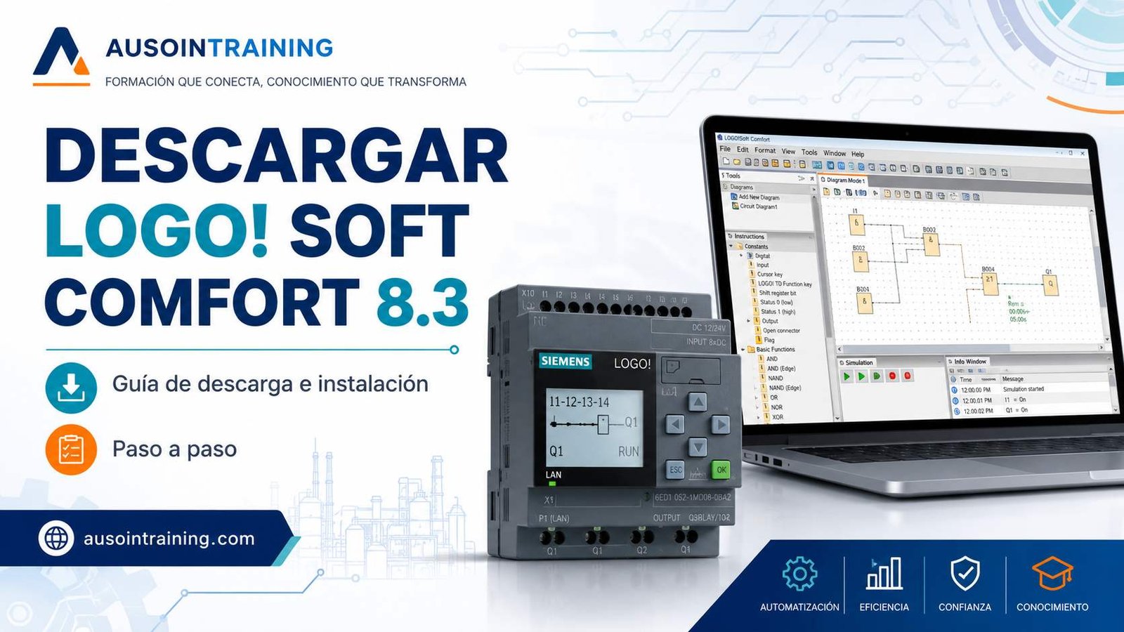 Descargar LOGO Soft Comfort 8.3 Siemens para programación de controladores LOGO con guía de instalación paso a paso