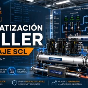 Portada del curso de automatización chiller con lenguaje SCL, HMI SCADA y control de proceso de Ausoin Training