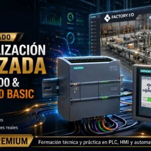 Portada del curso avanzado de PLC S7-1200, HMI KTP700 Basic, Factory I/O, PID y comunicaciones de Ausoin Training