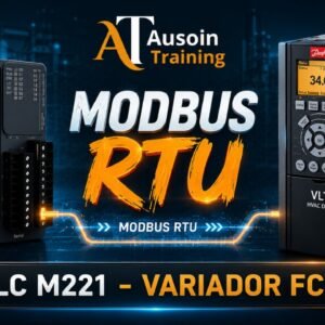 Portada del curso Modbus RTU con PLC Modicon M221 y variador Danfoss FC102 de Ausoin Training