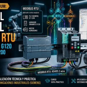 Portada del curso Modbus RTU aplicado a SINAMICS G120 con PLC Siemens S7-1200 de Ausoin Training