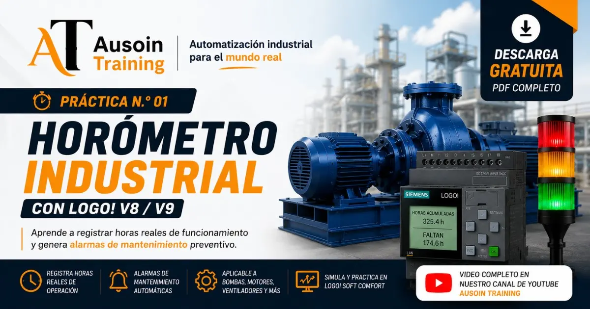 Horómetro industrial con LOGO V8 V9 para mantenimiento preventivo